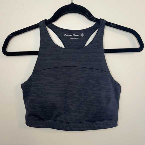 OUTDOOR VOICES Tech Sweat Crop Top Charcoal Gray Scoop Neck S - Picture 1 of 4